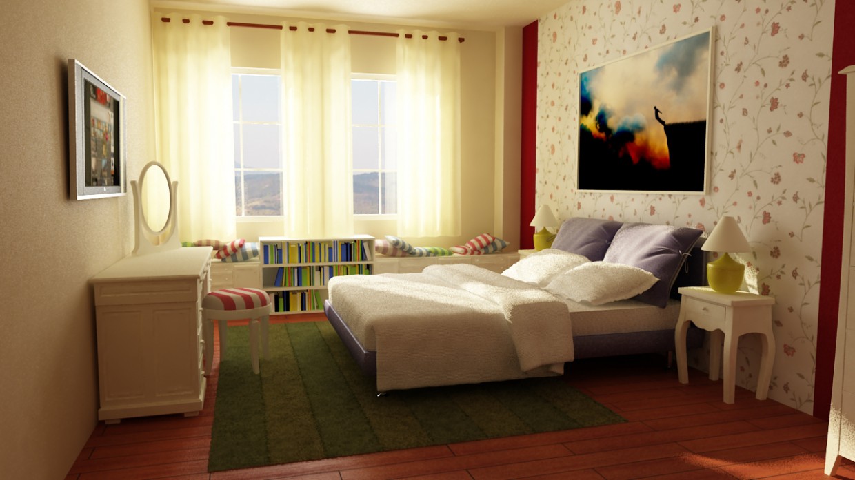 Schlafzimmer in 3d max vray Bild