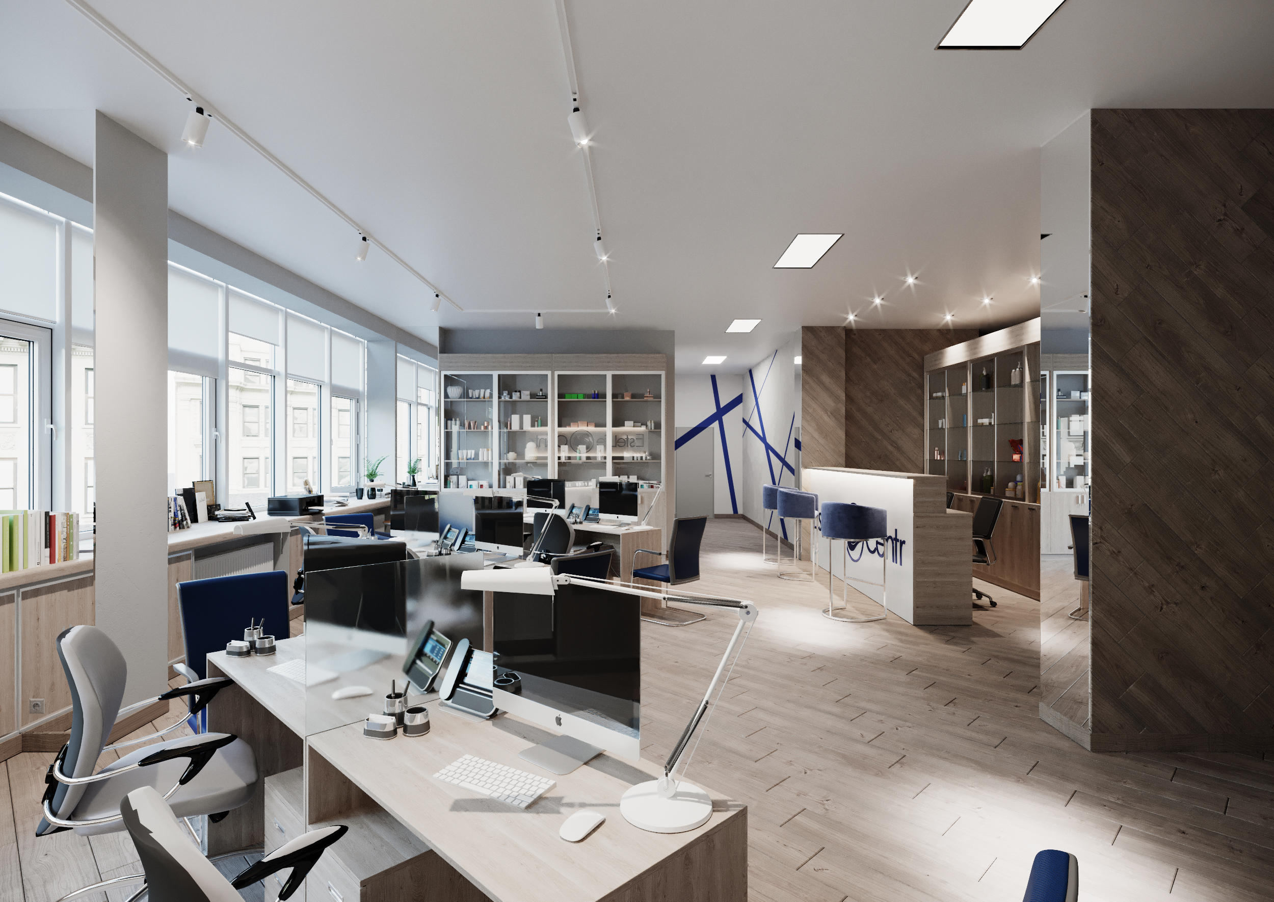 Archvis 3D moderno do escritório em 3d max corona render imagem