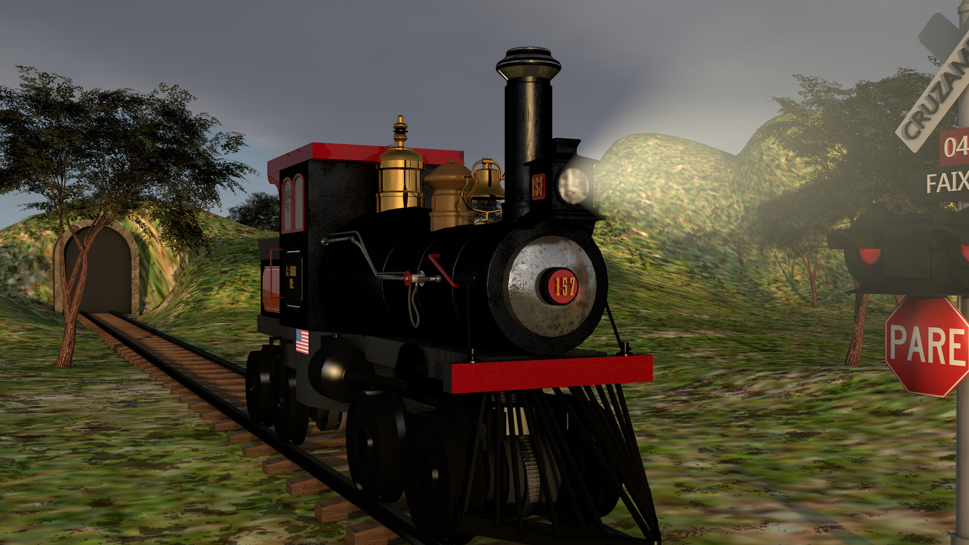 locomotiva a vapore in Cinema 4d maxwell render immagine