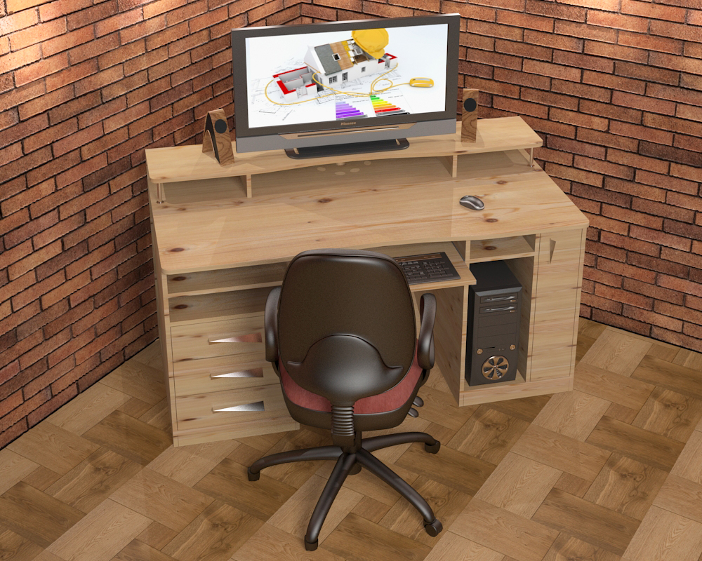 Computer table_3 in 3d max vray 3.0 image