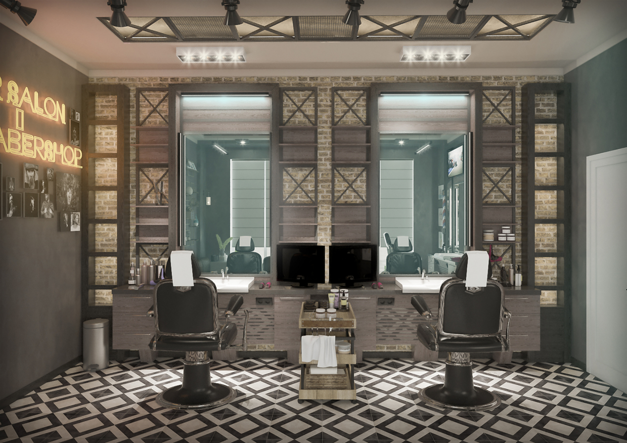 Barbershop in 3d max vray 3.0 image