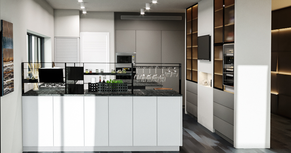 Visualização da cozinha alemã Eggersmann em 3d max corona render imagem