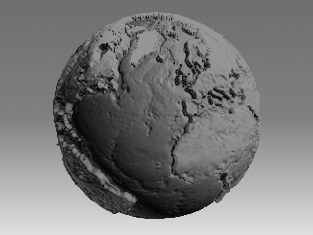 Mapamandi 3D to scale with topographic relief in 3d max mental ray image