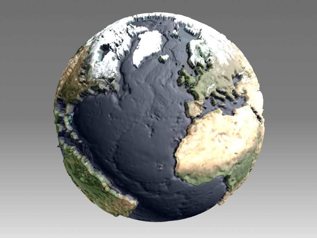 Mapamandi 3D to scale with topographic relief in 3d max mental ray image