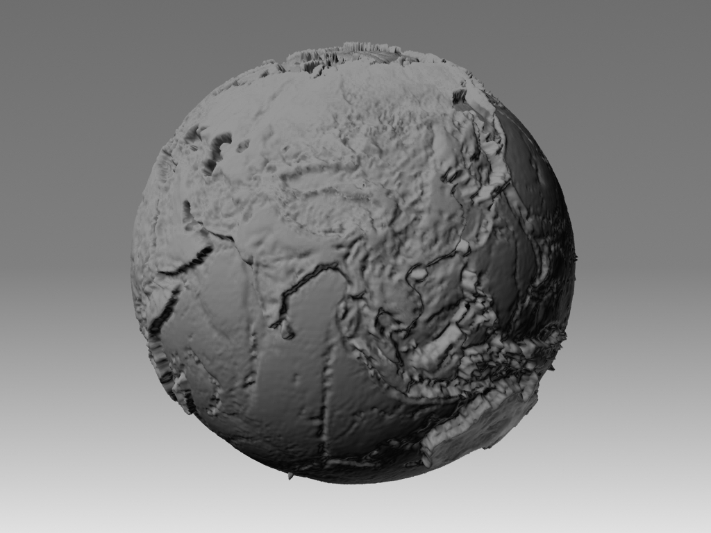 Mapamandi 3D в масштабе с топографическим рельефом в 3d max mental ray изображение