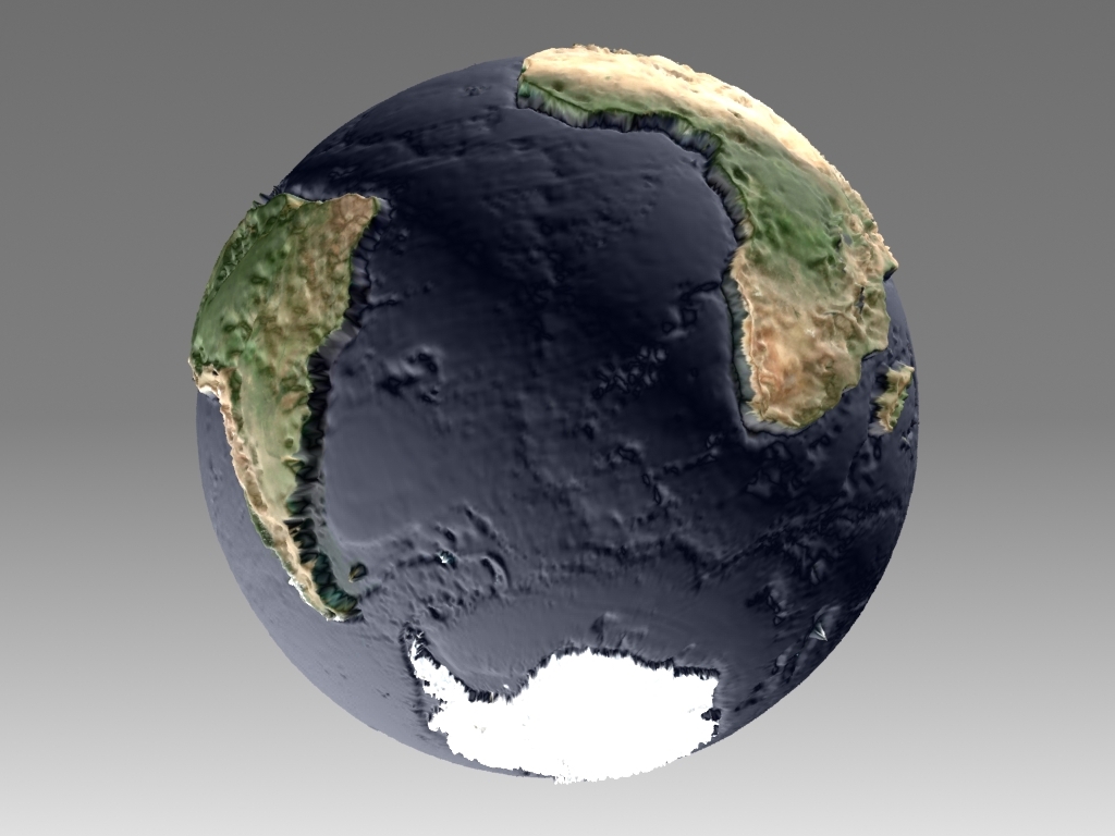 Mapamandi 3D em escala com relevo topográfico em 3d max mental ray imagem