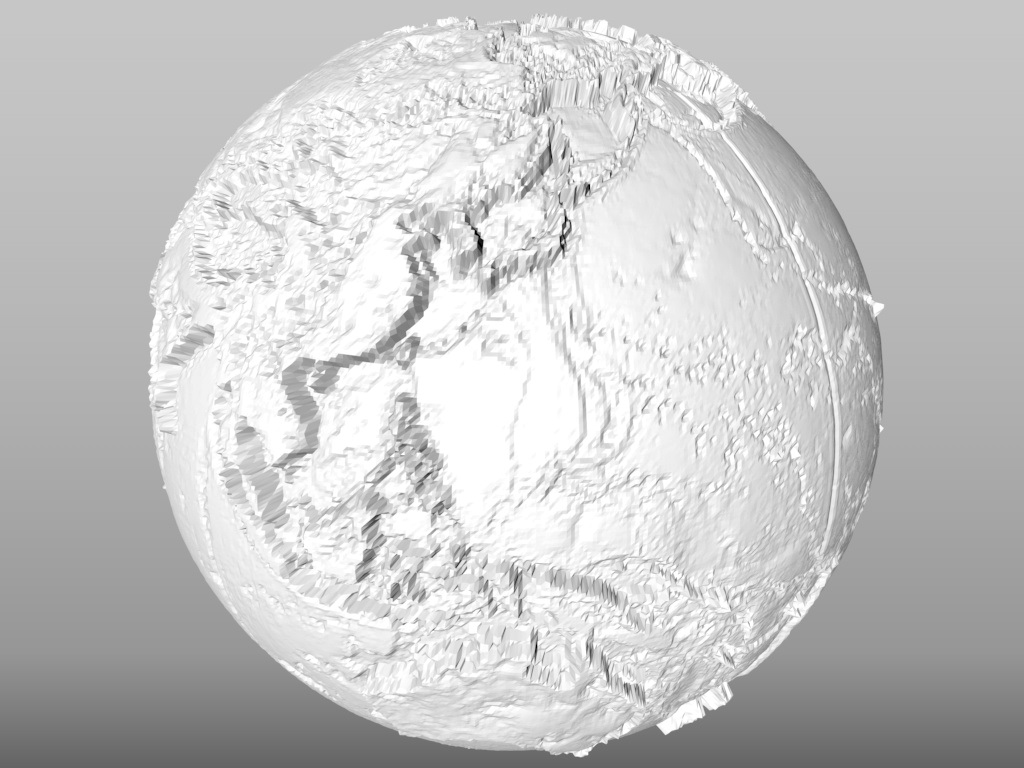 Mappamondo 3D in scala con rilievo topografico in 3d max mental ray immagine