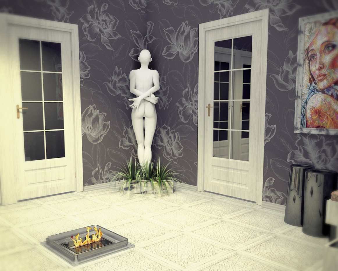 El pasillo en tonos oscuros imagen de El pasillo en tonos oscuros en 3d max vray