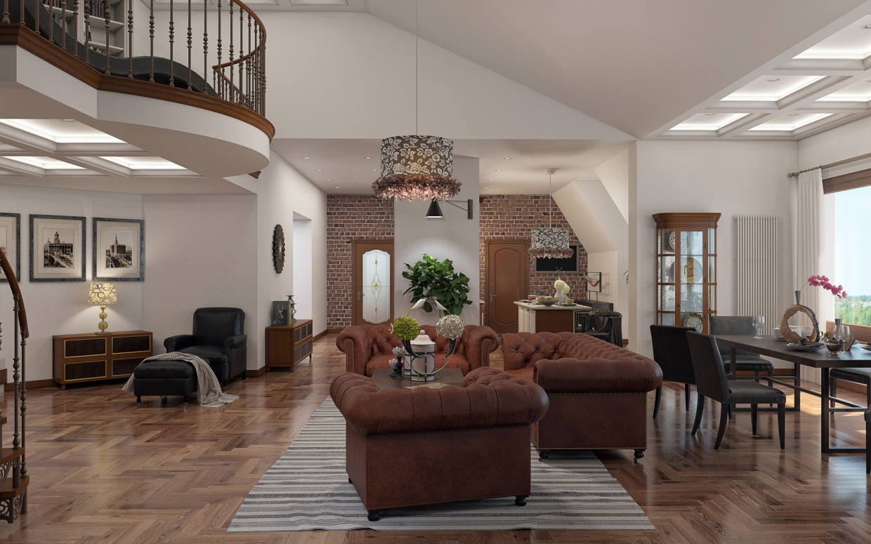 Reconstruction of the attic under the two apartments. in 3d max corona render image