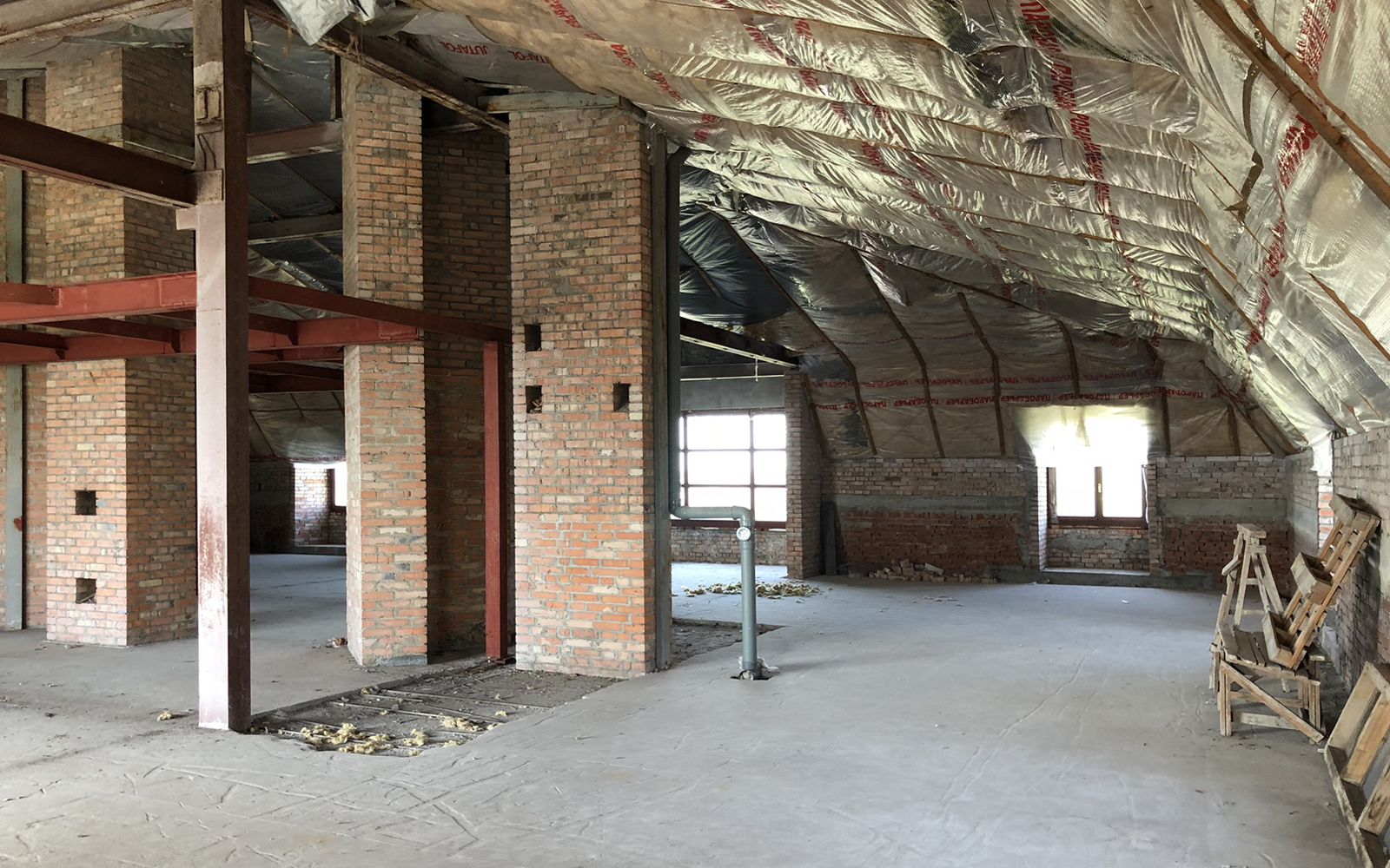 Reconstruction of the attic under the two apartments. in 3d max corona render image