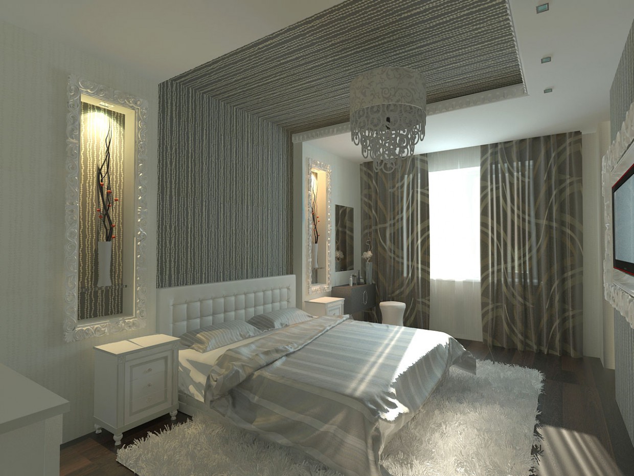 imagen de dormitorio moderno en 3d max vray