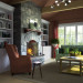 Living room with fireplace in 3d max vray image