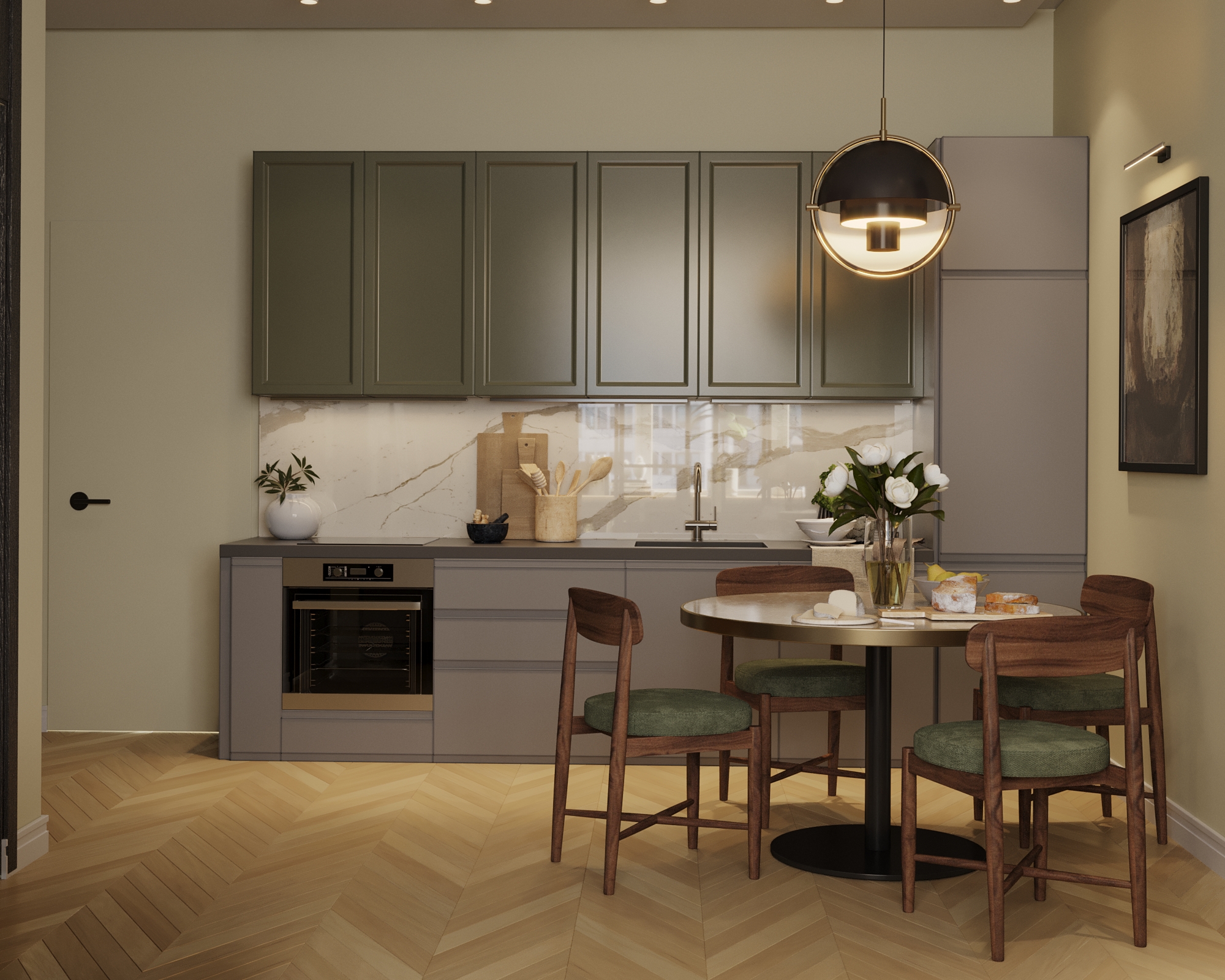 Кухня-гостиная в 3d max corona render изображение