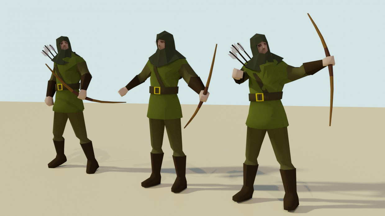 Archer (low-poly) в Blender cycles render изображение