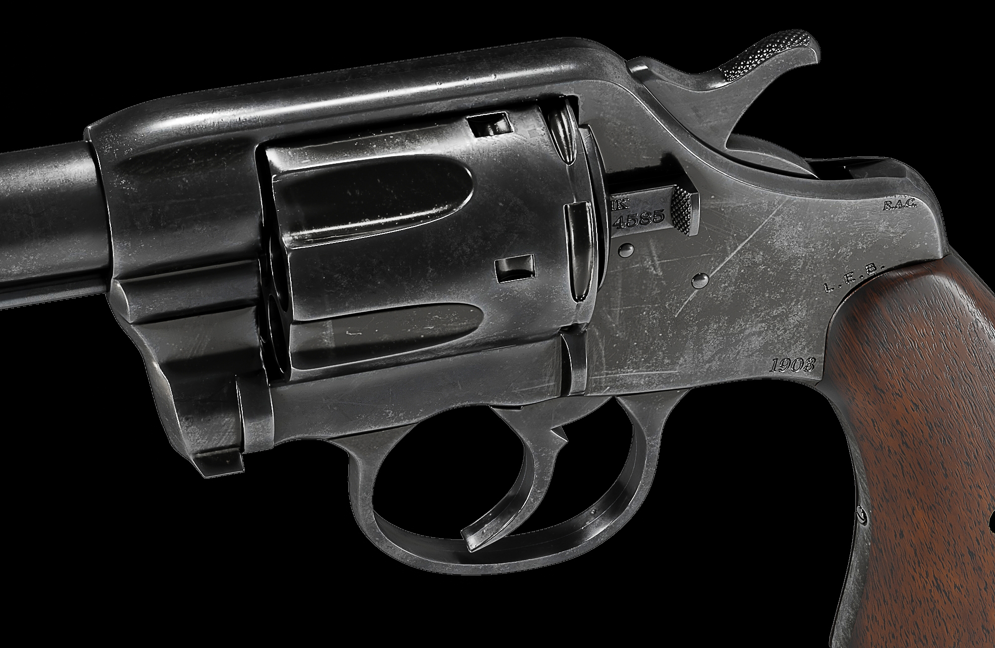 Colt-Revolver-1903 em 3d max vray 5.0 imagem