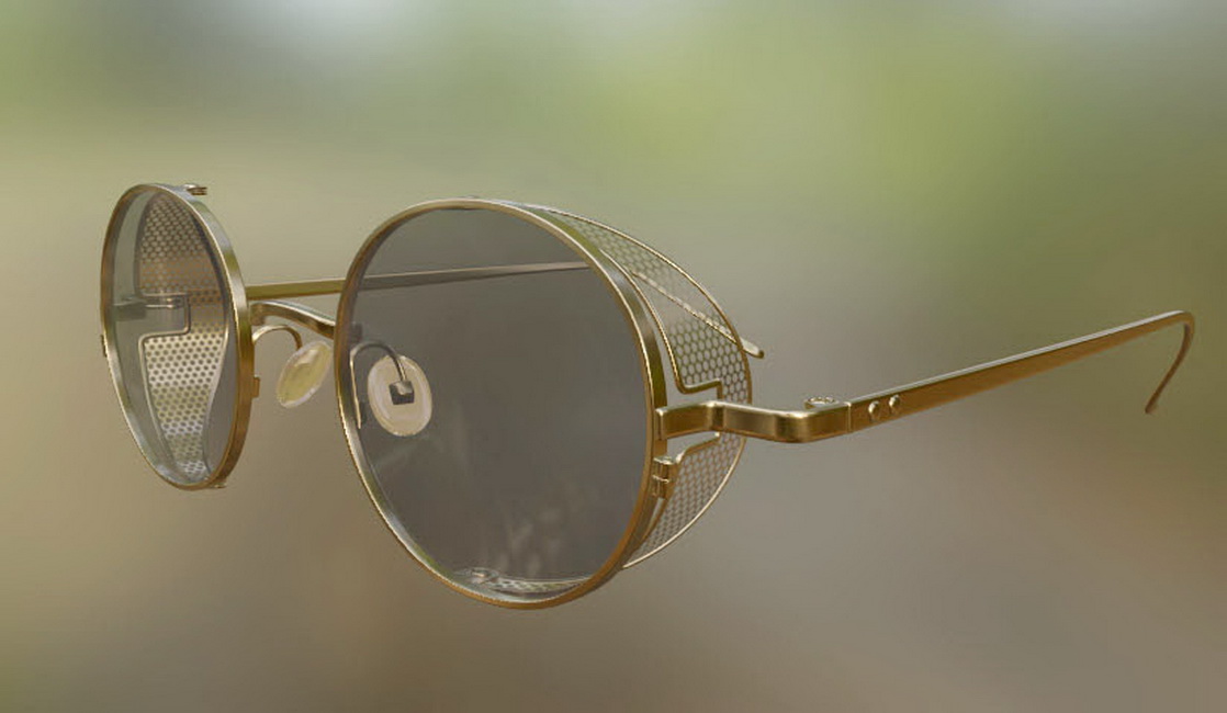 Glasses PT-01-Gold-Black в Blender cycles render изображение