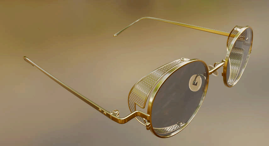 Óculos PT-01-Dourado-Preto em Blender cycles render imagem