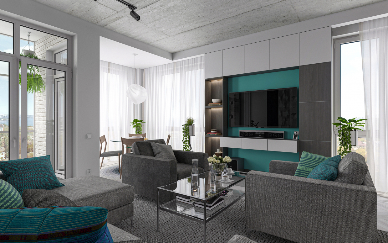Apartamento de um quarto S66 em 3d max corona render imagem