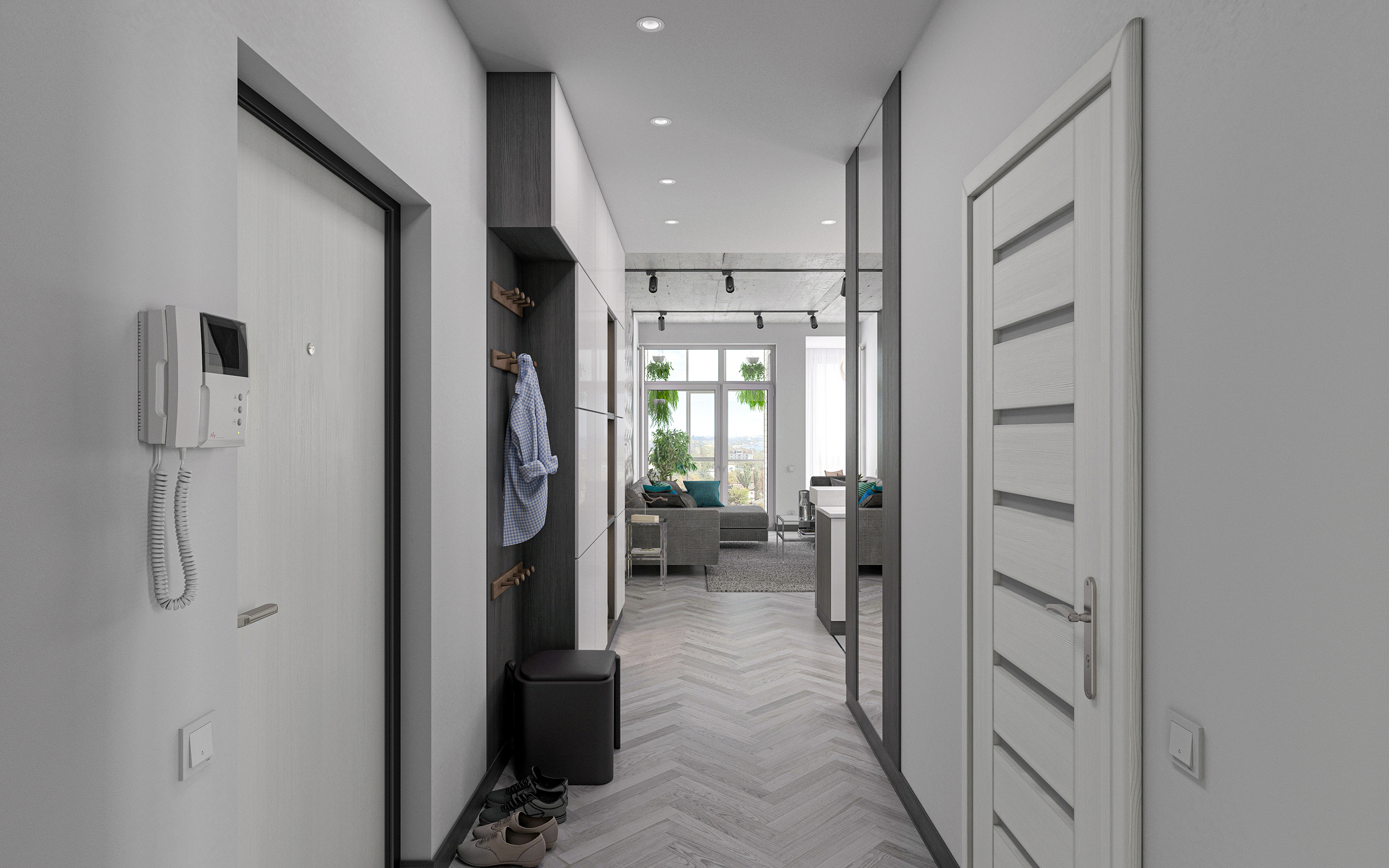 One bedroom apartment S66 in 3d max corona render image