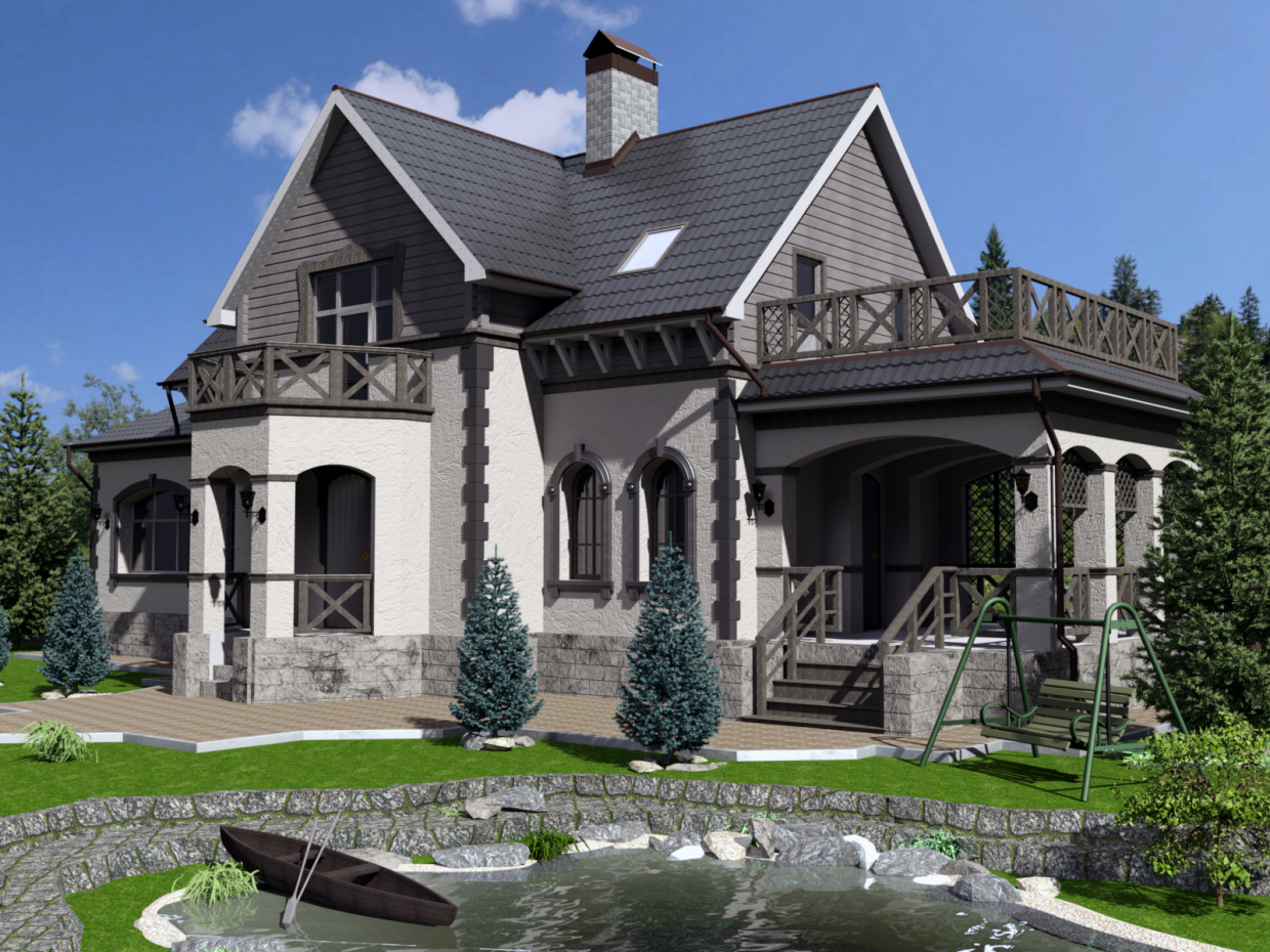 Büyük ev in AutoCAD mental ray resim