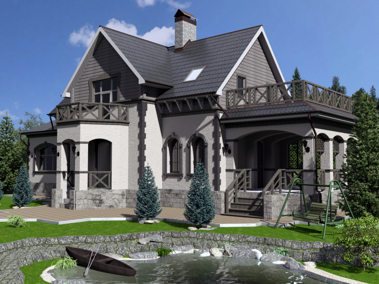 Grande casa in AutoCAD mental ray immagine