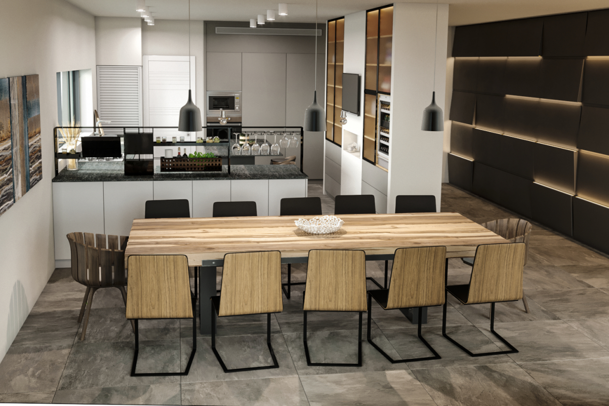 Visualização da cozinha alemã Eggersmann em 3d max corona render imagem