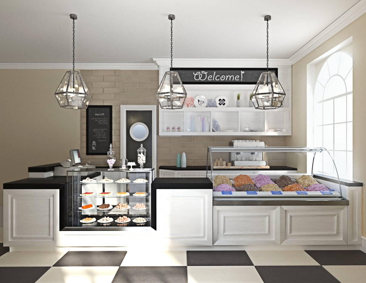 CAF en Myasnikova Str. Minsk imagen de CAF en Myasnikova Str. Minsk en 3d max corona render