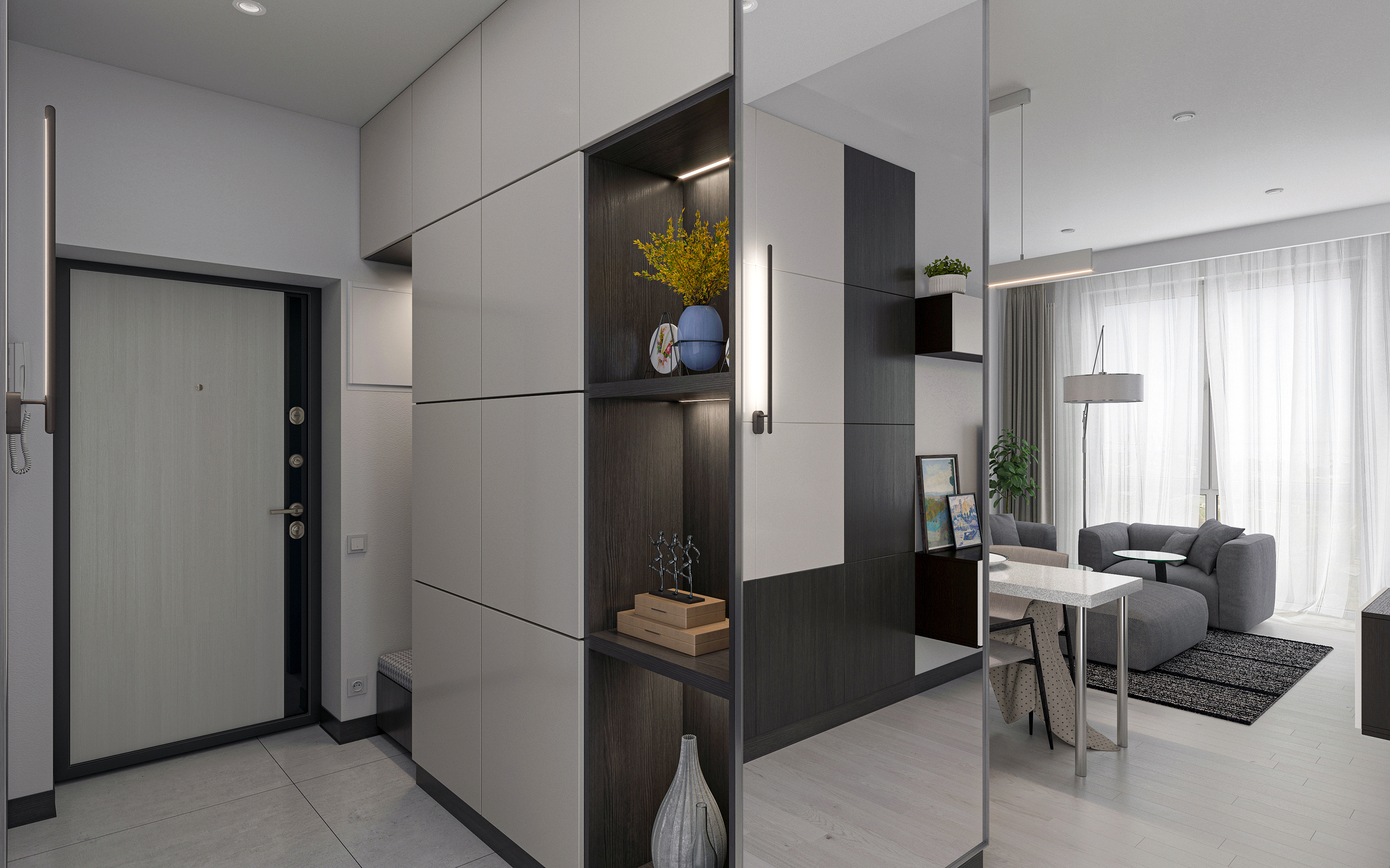 Three-room apartment S64 in 3d max corona render image