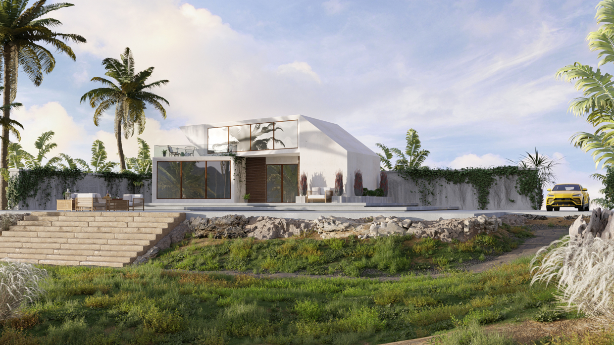 Villa in Blender cycles render Bild