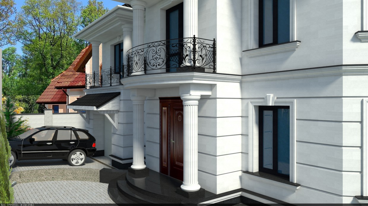 Limestone facade in 3d max vray image