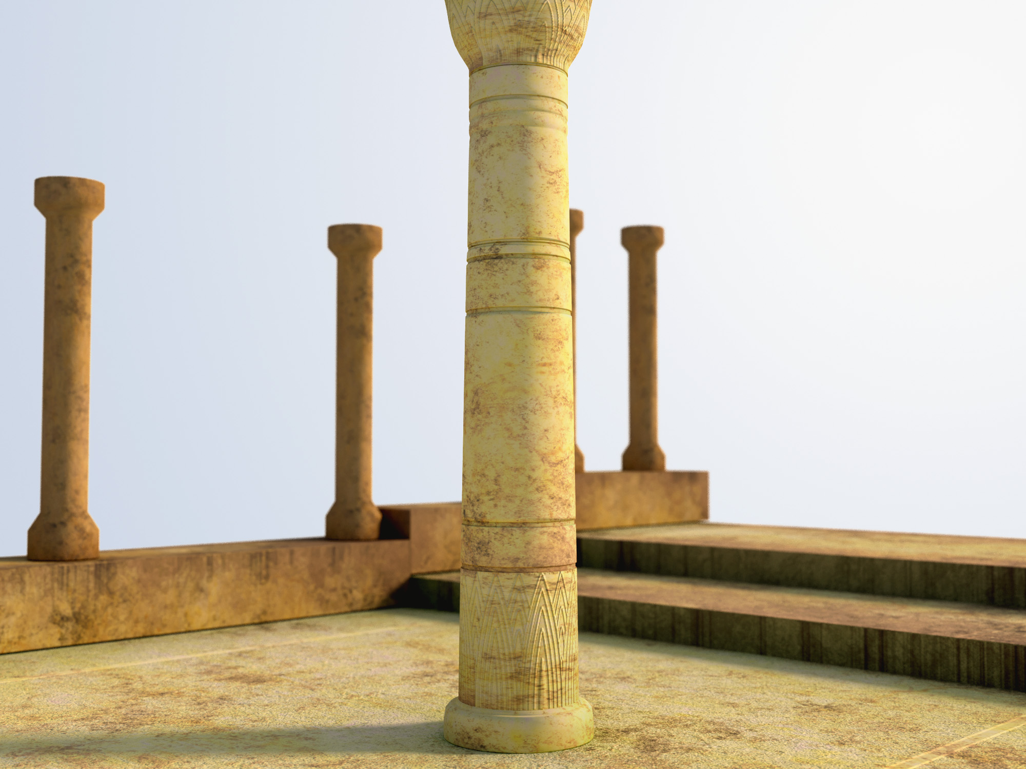 Coluna antiga em Blender corona render imagem