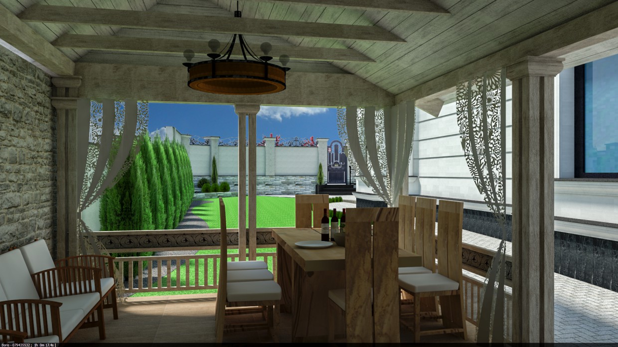 Pergolati con barbecue e barbecue. in 3d max vray immagine