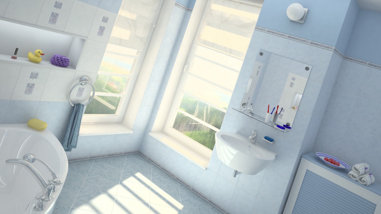 imagen de Baño azul en Maya vray