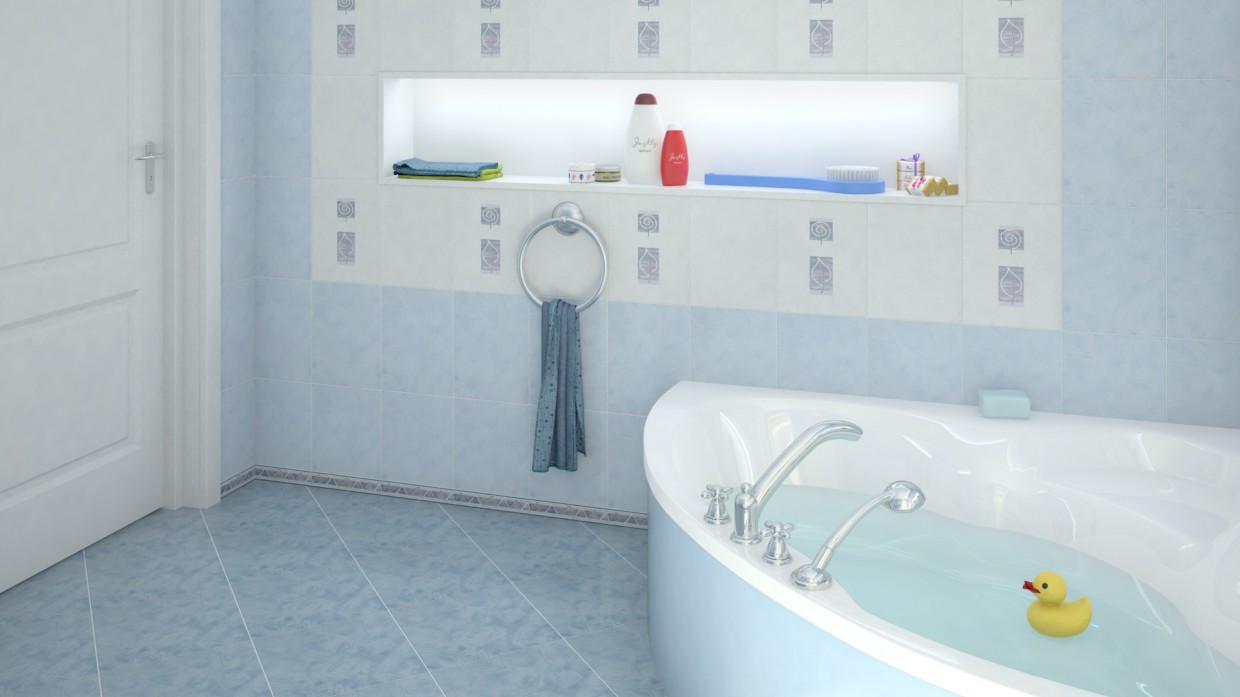 Blue bathroom Blue bathroom in Maya vray image