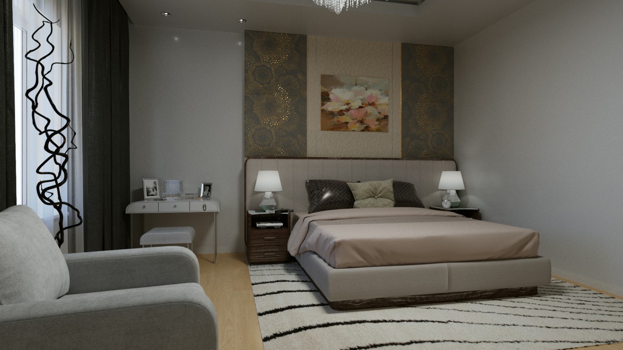 Bedroom in modern style Bedroom in modern style in 3d max corona render image