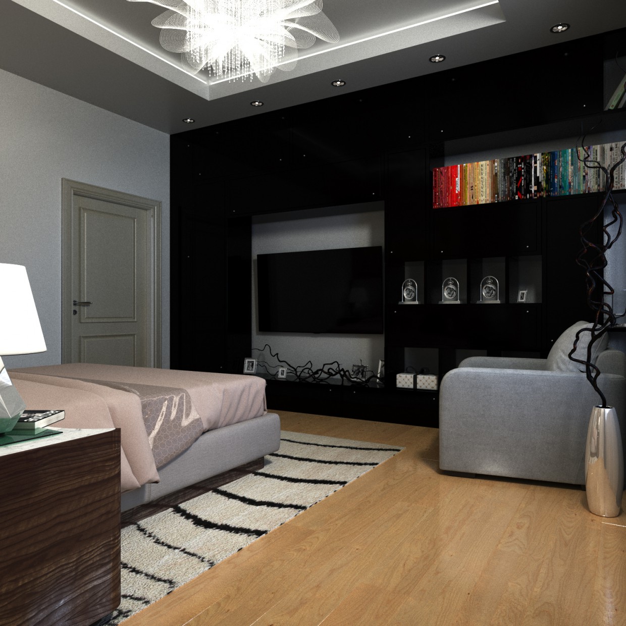 Bedroom in modern style Bedroom in modern style in 3d max corona render image