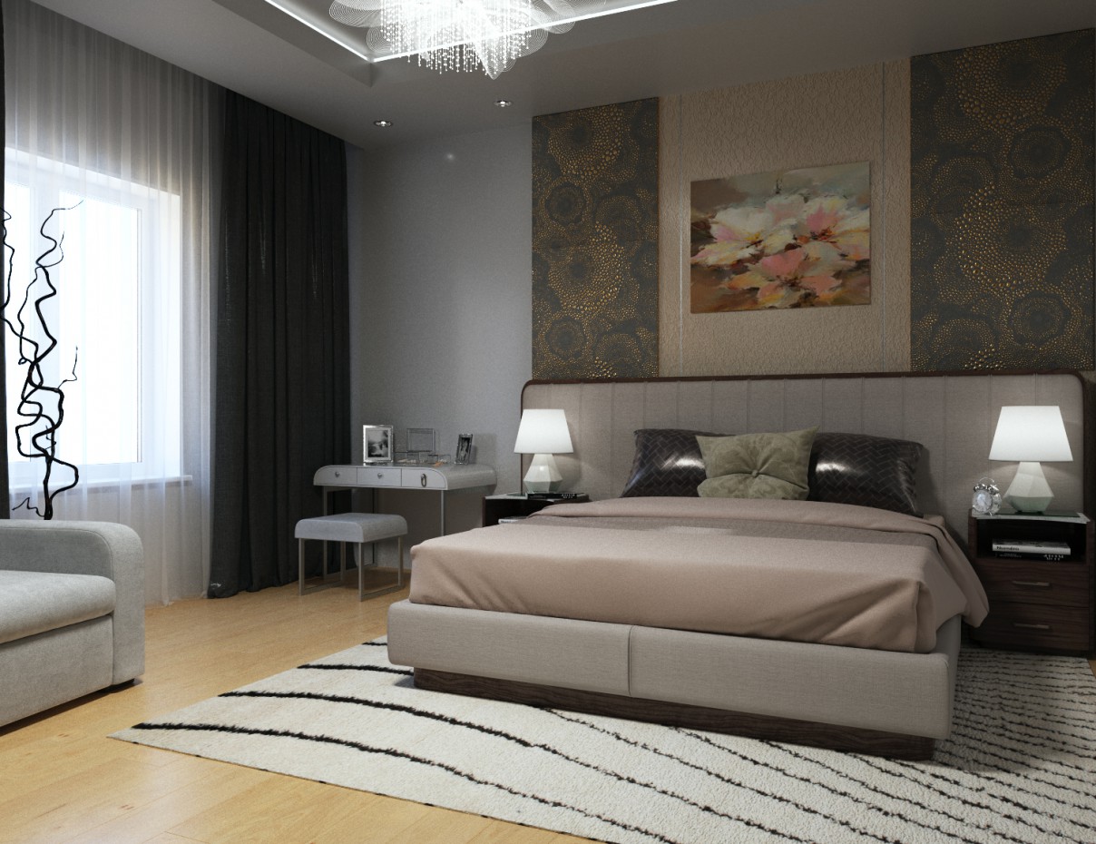 Bedroom in modern style Bedroom in modern style in 3d max corona render image