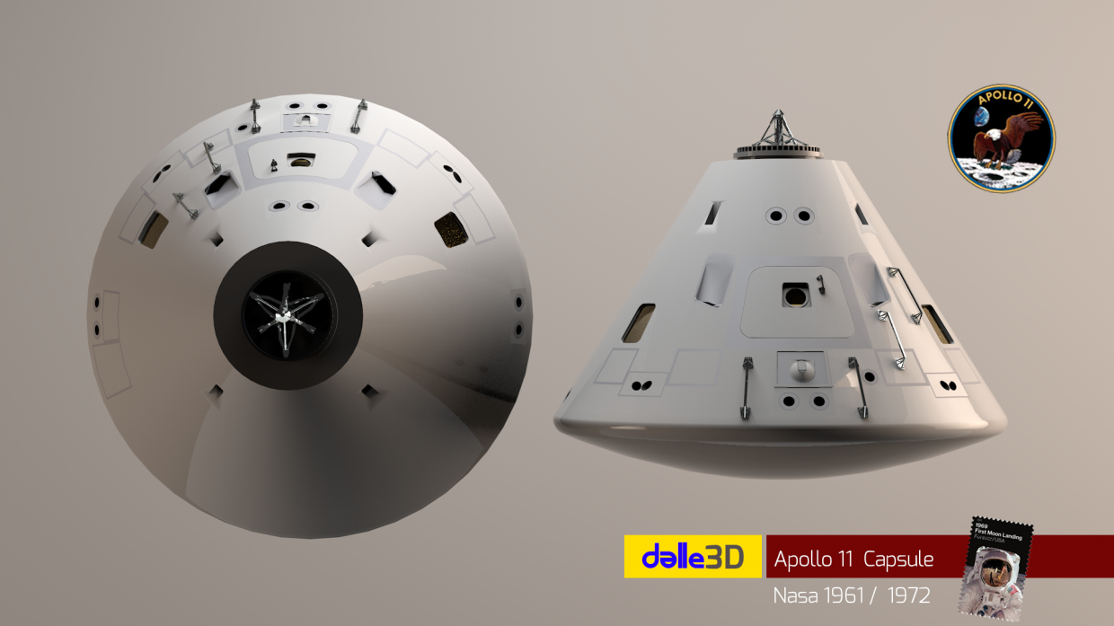 imagen de Apolo 11 cápsula Nasa en Cinema 4d maxwell render