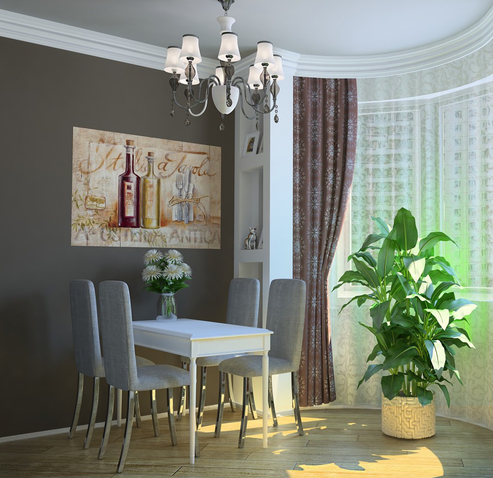 Warm antique kitchen in 3d max vray image
