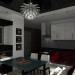 Маленькая кухня - столовая+гостиная в доме из бруса в 3d max vray изображение