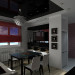 Piccola cucina-sala da pranzo, vivere in una casa fatta di tronchi in 3d max vray immagine