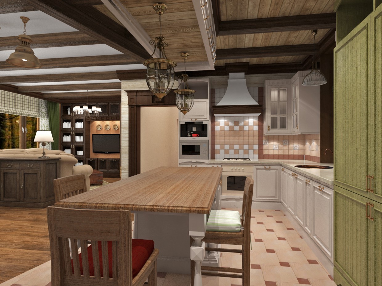 Kitchen-Living país-Provence) imagen de Kitchen-Living país-Provence) en 3d max vray