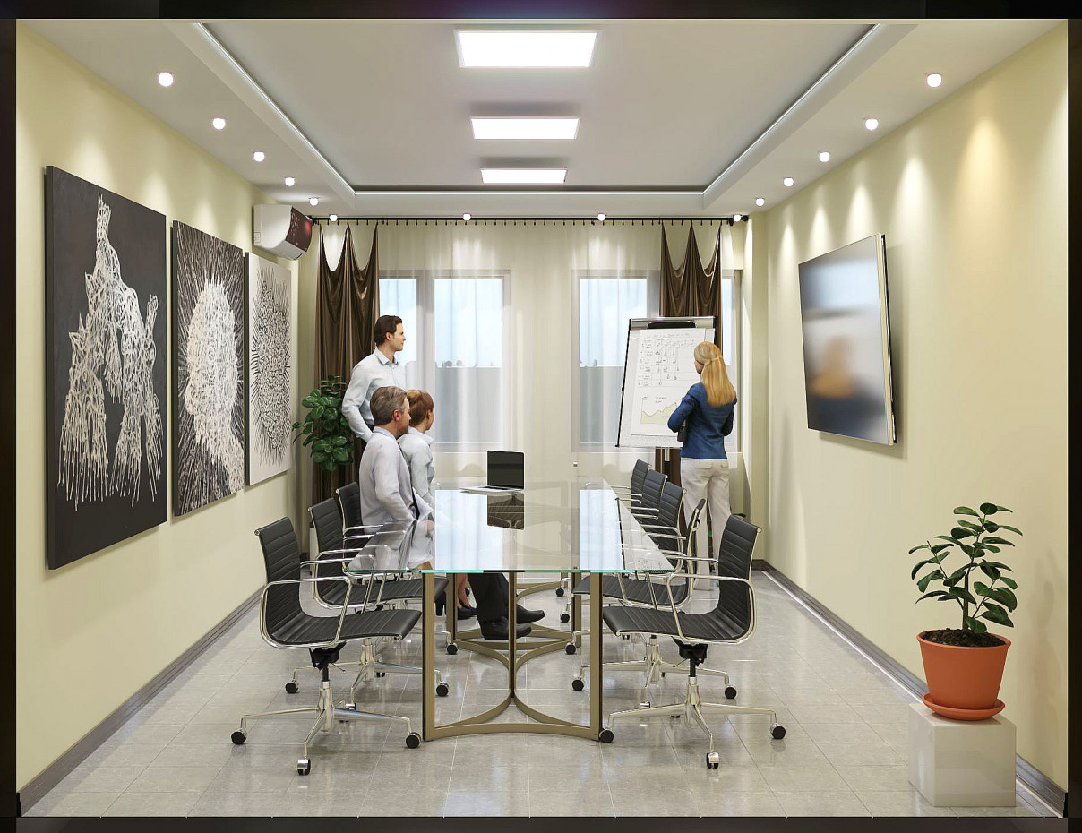 लिफ्ट हॉल, बैठक कक्ष। ArchiCAD corona render में प्रस्तुत छवि