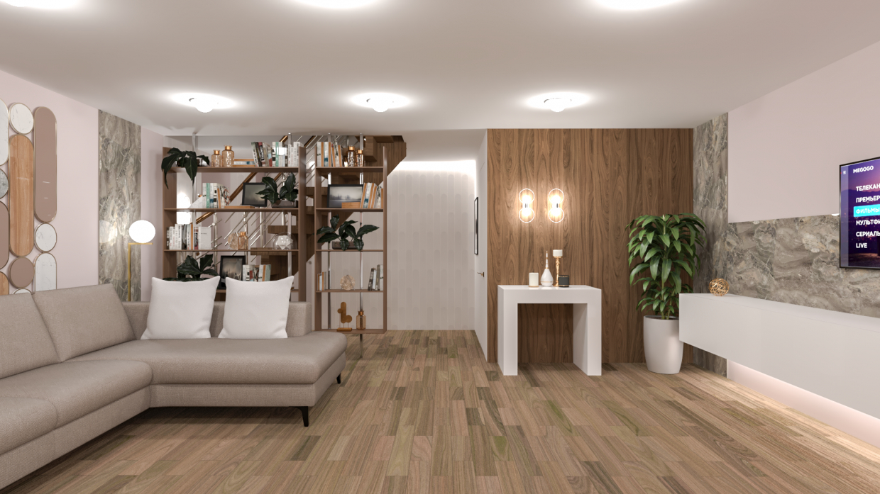 Living room for a family with children in 3d max corona render image