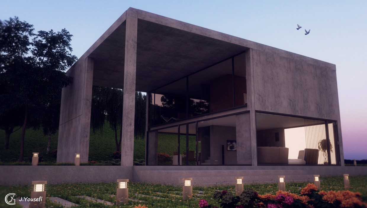 tree family house in 3d max vray image