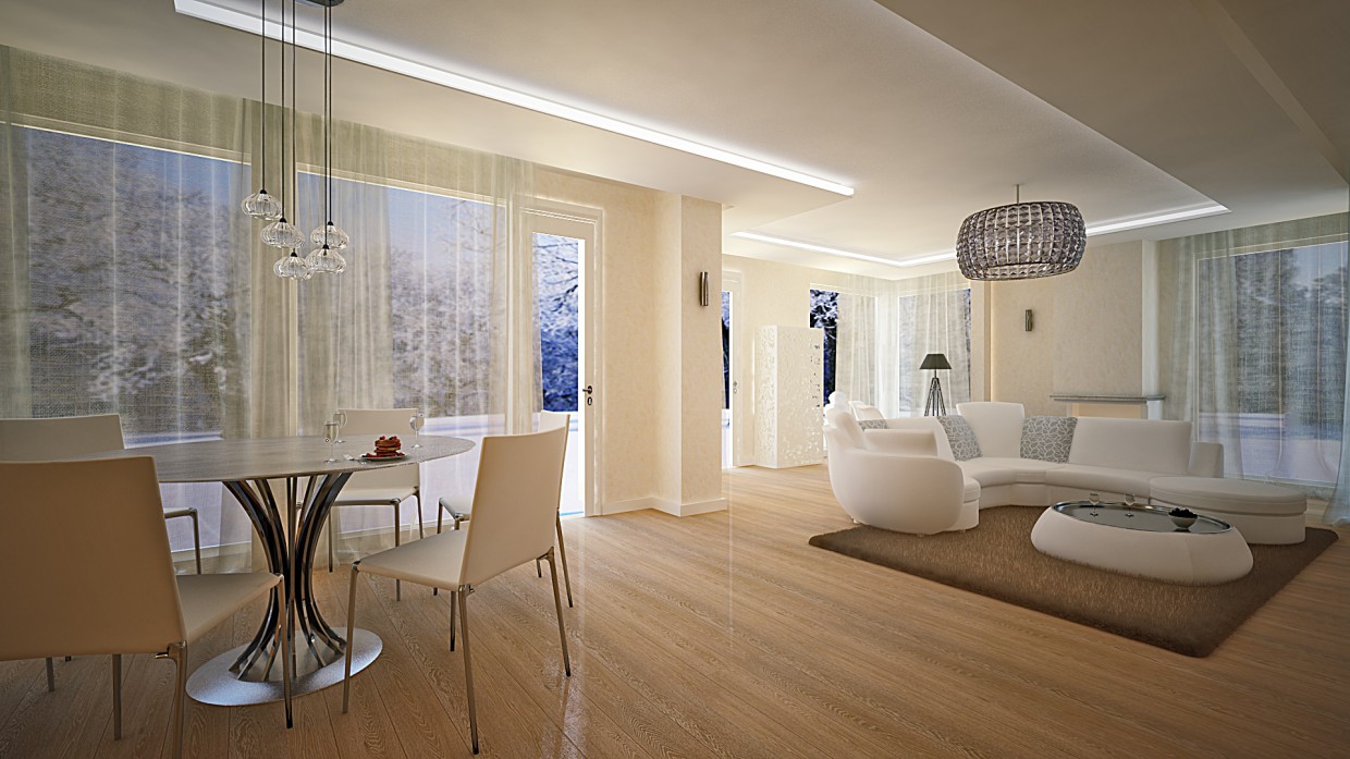 Winter living room in 3d max vray image