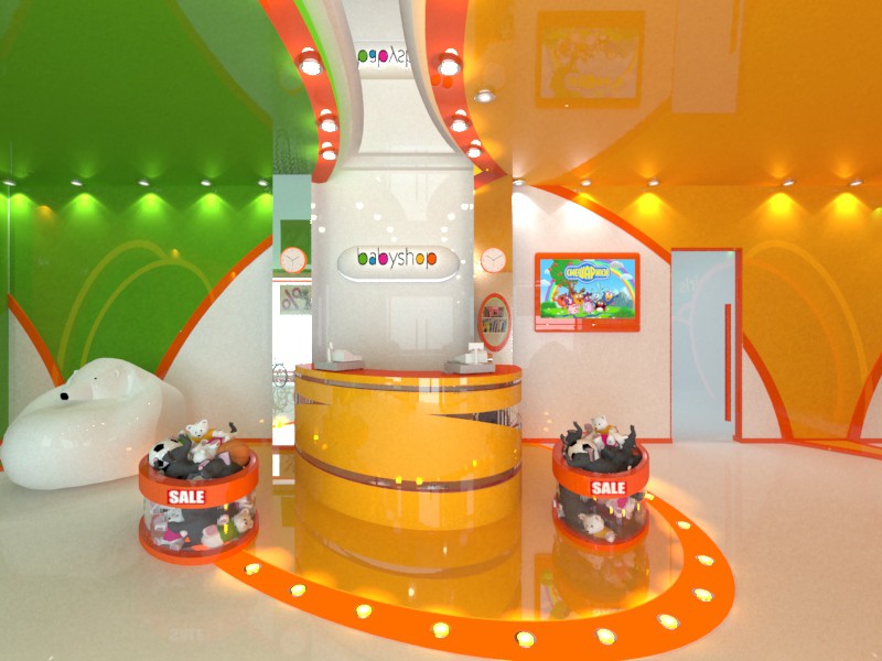 imagen de babyshop de tienda infantil en 3d max vray