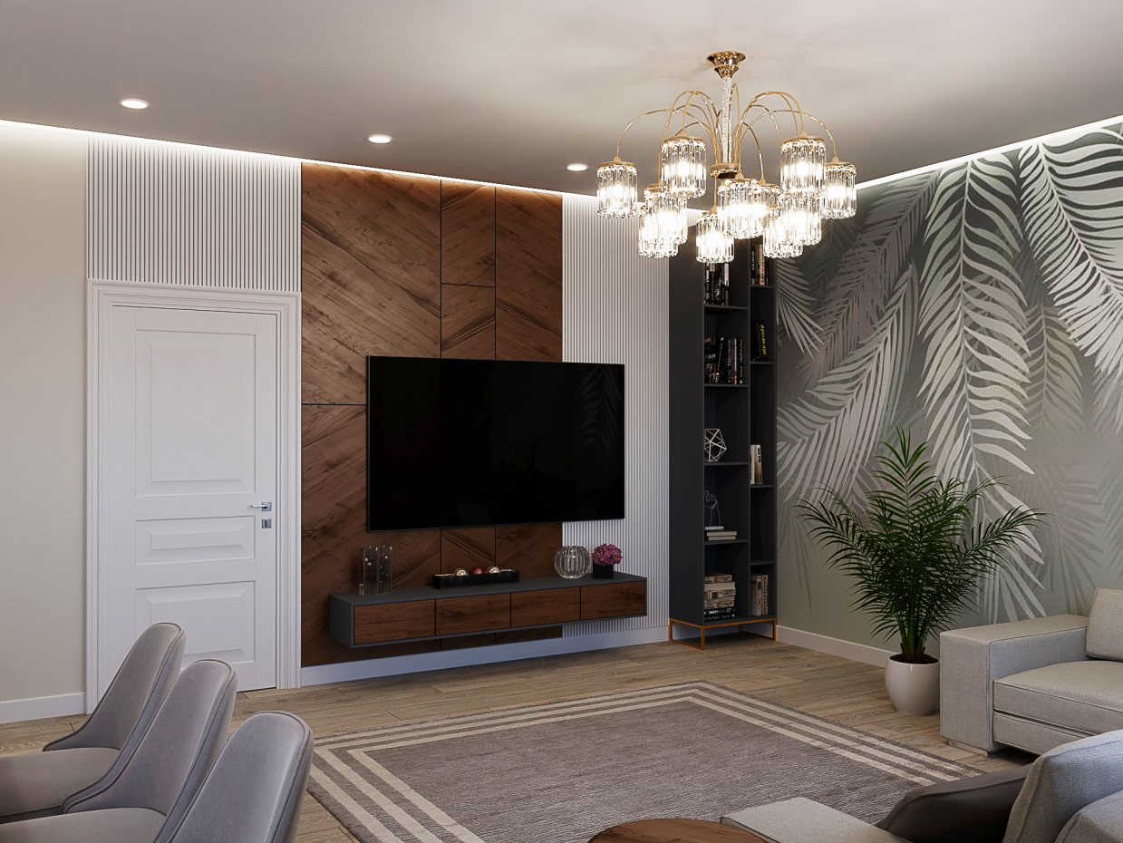 imagen de sala de estar en la casa para el joven propietario en 3d max vray 5.0