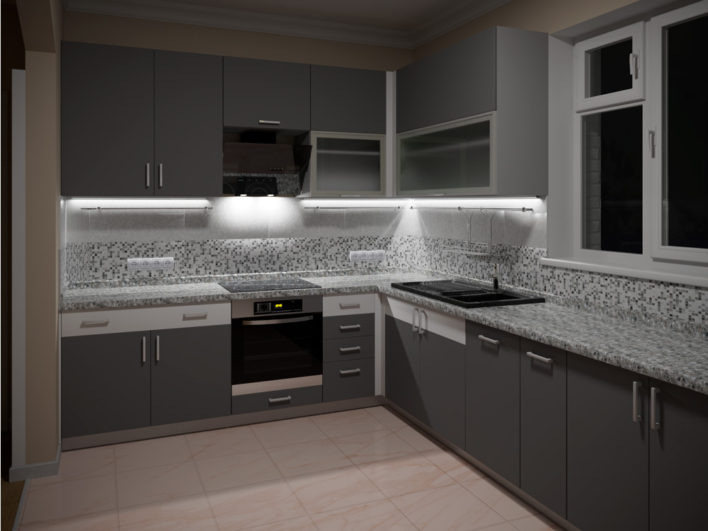 Visualização de uma cozinha em 3d max corona render imagem