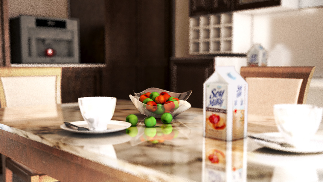 Lo stesso studio di cucina Dof effetto. in 3d max vray 3.0 immagine